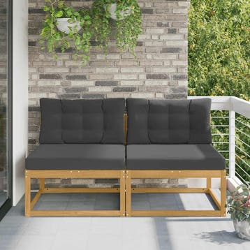 vidaXL 2 Stuk Buiten Midden Sofa Polyester Wit, Verzenden, Nieuw, 2 zitplaatsen