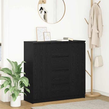 vidaXL Dressoir met lades 100,5x35x98,5 cm spaanplaat zwart, Verzenden, Nieuw, Overige houtsoorten, Minder dan 50 cm