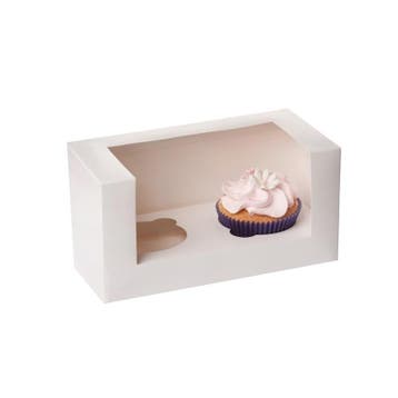 HoM Cupcake Doosje 2 Wit (incl. tray met venster) 100st., Verzenden, Nieuw