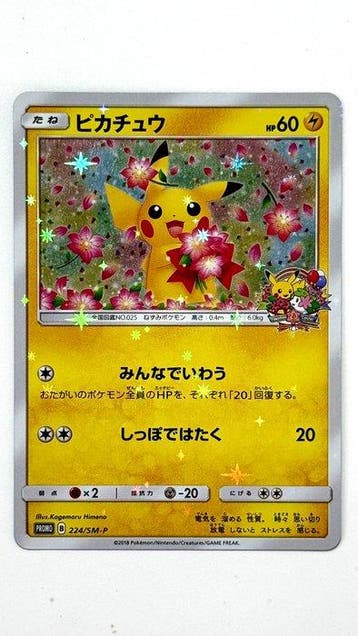 Pokémon - 1 Card - Pikachu 224/SM-P Promo card, Foil - Sun &, Nieuw