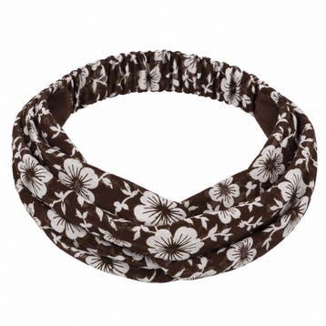 Haarband 3-in-1 - Bloemenprint - Donkerbruin Wit, Sieraden, Tassen en Uiterlijk, Nieuw