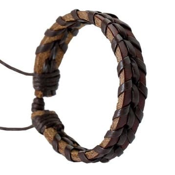 Fako Bijoux - Armband - Leder - Twister - Bruin, Verzenden, Nieuw