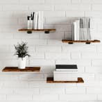 vidaXL Wandschappen 4 st 40x30x1,5 cm bewerkt hout gerookt, Huis en Inrichting, Verzenden, Nieuw
