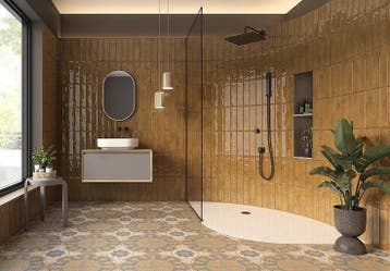 Wandtegel Pamesa Grace Gold Bruin Goud Glans 7,5x30, Nieuw, 20 tot 40 cm, 10 m² of meer, Wandtegels