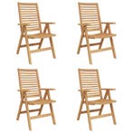 vidaXL Stoel 4 pcs Bruin 64.5 x 52 x 108 cm Massief Teakhout, Tuin en Terras, Tuinstoelen, Verzenden, Nieuw