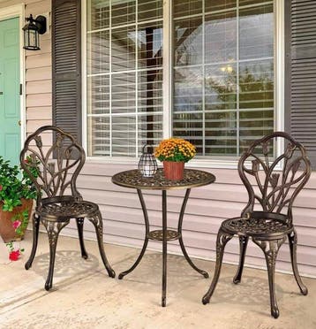 Hand painted brass color iron table set - Salontafel (3) -