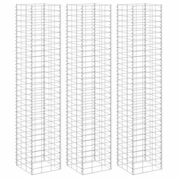 vidaXL Schanskorf plantenbakken 3 st verhoogd 30x30x150 cm, Tuin en Terras, Verzenden, Minder dan 60 cm, Nieuw, Metaal