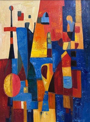 Nguyen Robert (1958) - Éclipse géométrique 80 60 cm
