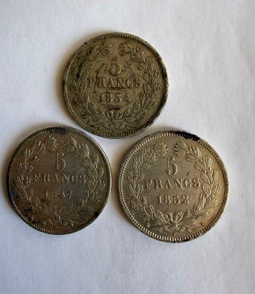 Frankrijk. Louis Philippe I. 5 Francs 1832-K, 1834-W et