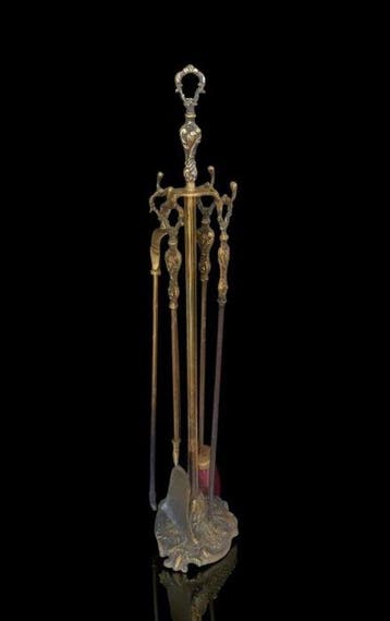 Openhaard accessoire - Serviteur - Louis XV-stijl - Verguld