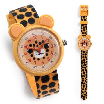 Djeco kinderhorloge guépard - leren van €29,99 voor €26,99, Ophalen of Verzenden, Nieuw