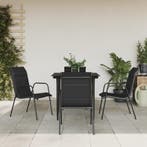 vidaXL 5-delige Tuinset textileen en staal zwart, 4 zitplaatsen, Verzenden, Nieuw, Rvs