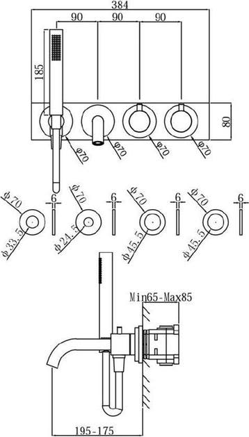2dekans | Regn complete thermostatische badinbouwset, mat, Ophalen of Verzenden, Zo goed als nieuw