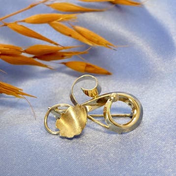 Vintage artistieke gouden broche, Sieraden, Tassen en Uiterlijk, Broches, Ophalen of Verzenden, Gebruikt, Goud, Goud