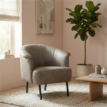 Leren fauteuil Embrace - Vintage Stone (grijs), Huis en Inrichting, Eigentijds, Klassiek, Modern, Romantisch, Nieuw, Ophalen of Verzenden