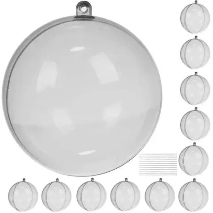 Ruhhy Set van 12 Transparante Acryl Kerstballen - Ideaal..., Diversen, Kerst, Nieuw, Ophalen of Verzenden