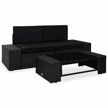 vidaXL 3-delige Loungeset poly rattan zwart, Tuin en Terras, Verzenden, Nieuw, Loungeset
