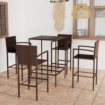 vidaXL 5-delige Tuinbarset poly rattan bruin, Verzenden, Nieuw, 4 zitplaatsen