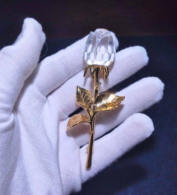 Swarovski - Figuur - Swarovski Crystal rose brooch -