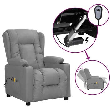 vidaXL Massagestoel elektrisch kunstleer grijs, Verzenden, Nieuw