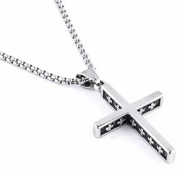 Ketting met kruis groot goud, zilver of zwart, Verzenden, Nieuw, Zilver, Overige materialen