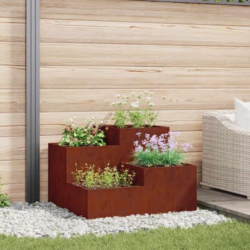 vidaXL Plantenbak Roestig 100 x 100 x 60 cm weervast staal, 100 cm of meer, Verzenden, Nieuw, Metaal