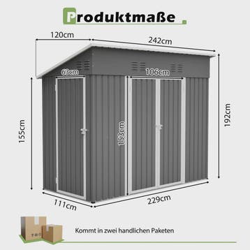 Mega Metalen Tuinhuis 4x8m - Ruim Stalen Tuinmagazijn met Du, Verzenden, Nieuw