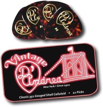 DAndrea - Vintage Shell Celluloid - Plectrum met Blikje, Ophalen of Verzenden, Nieuw, Elektrische gitaar