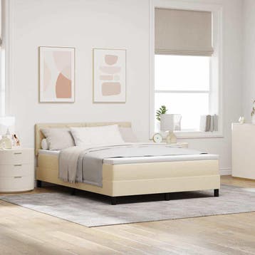 vidaXL Boxspring bed met kussen met hoofdeinde Crème 160 x, Verzenden, Crème, Stof, Nieuw
