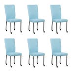Set van 6 Leren eetkamerstoelen Deal - Toledo Sky Blue, Huis en Inrichting, Ophalen of Verzenden, Nieuw, Leer