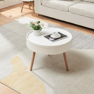 Salontafel Bongard gegroefd 45xØ60 cm wit en naturel [en.cas, Huis en Inrichting, Tafels | Salontafels, Verzenden, Nieuw