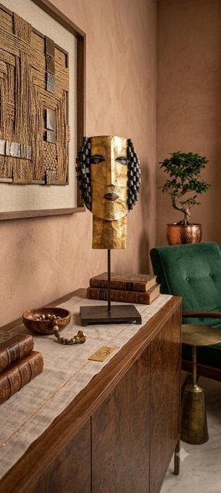 sculptuur, Maschera Contemporanea in Stile Primitivista - 56, Antiek en Kunst