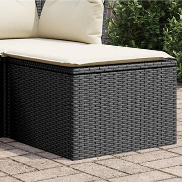 vidaXL Tuinkruk met kussen 55x55x37 cm poly rattan zwart, Tuin en Terras, Verzenden, Nieuw, Rotan