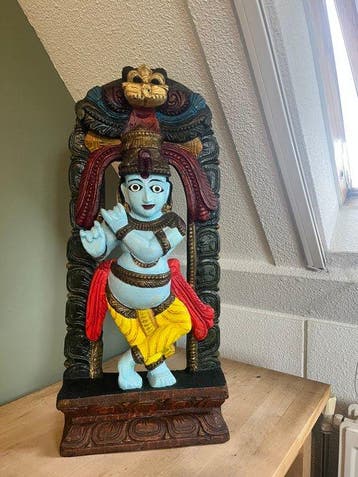 Krishna - Hout - India - tweede helft 20e eeuw, Antiek en Kunst