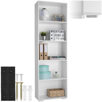 Boekenrek Lexi 5 vakken 60x30x190cm - wit, Verzenden, Nieuw