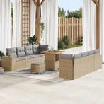 vidaXL Tuin Sofa Set met kussen 11 pcs Beige poly rattan, Verzenden, Nieuw, Meer dan 8 zitplaatsen
