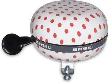 Fietsbel Basil Polkadot Big Bell - wit/rood, Verzenden, Nieuw