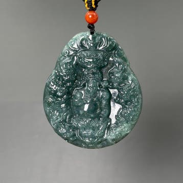 Snijwerk, Natural Jade Pendant - 55 mm - Gecertificeerde