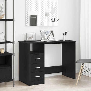 vidaXL Bureau met lades 102x50x76 cm bewerkt hout zwart, Verzenden, Nieuw