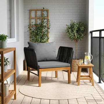 vidaXL Tuinstoel met Kussens Massief acaciahout & touw, Verzenden, Nieuw