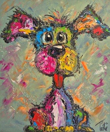 Laurent Pate (1970) - Fripouille doggy, Antiek en Kunst, Kunst | Schilderijen | Modern