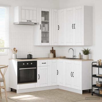 vidaXL Keukenblok LUCCA 8 st Wit Bewerkt hout, Huis en Inrichting, Verzenden, Nieuw, Wit