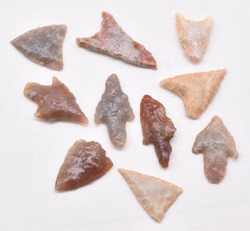 Chalcolithisch Jasper, Flint 10 pijlpunten AA++ (Zonder