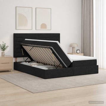 vidaXL Opslag bed met hoofdeinde met opslag Zwart 180 x 200, Verzenden, Nieuw, Tweepersoons, Zwart