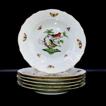 Herend - Exquisite Set of 6 Large Plates (20,5 cm) -, Antiek en Kunst