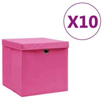 vidaXL Opbergboxen met deksel 10 st 28x28x28 cm roze, Verzenden, Nieuw