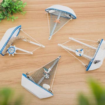 Houten Zeilboot Miniatuur - Mediterrane Stijl Nautische Deco, Watersport en Boten, Verzenden, Nieuw