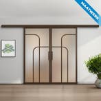 Dubbele stalen Schuifdeuren met koofsysteem Brons 4 Vlaks ro, Doe-het-zelf en Verbouw, Kozijnen en Schuifpuien, Nieuw, Metaal