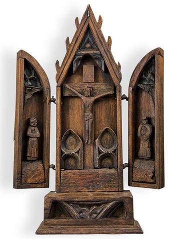 Drieluik - Hout - 1850-1900 - Neogotisch Midden-Europese, Antiek en Kunst