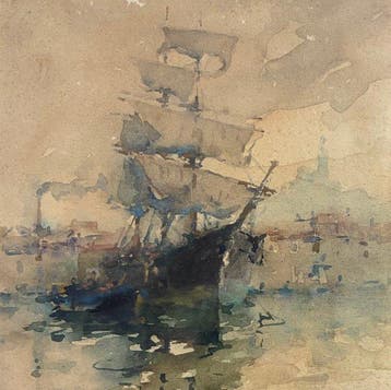Gilbert Galland 1870-1950 - Voilier dans le Vieux Port de
